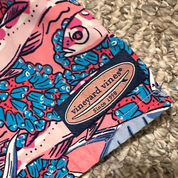 Vineyard Vines Pink and Blue Fish Print Shorts - Picture 2 of 4